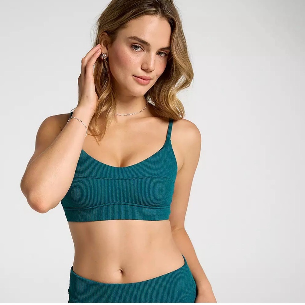 CALIA Women's Swim Seamed Bikini Top Emerald Color